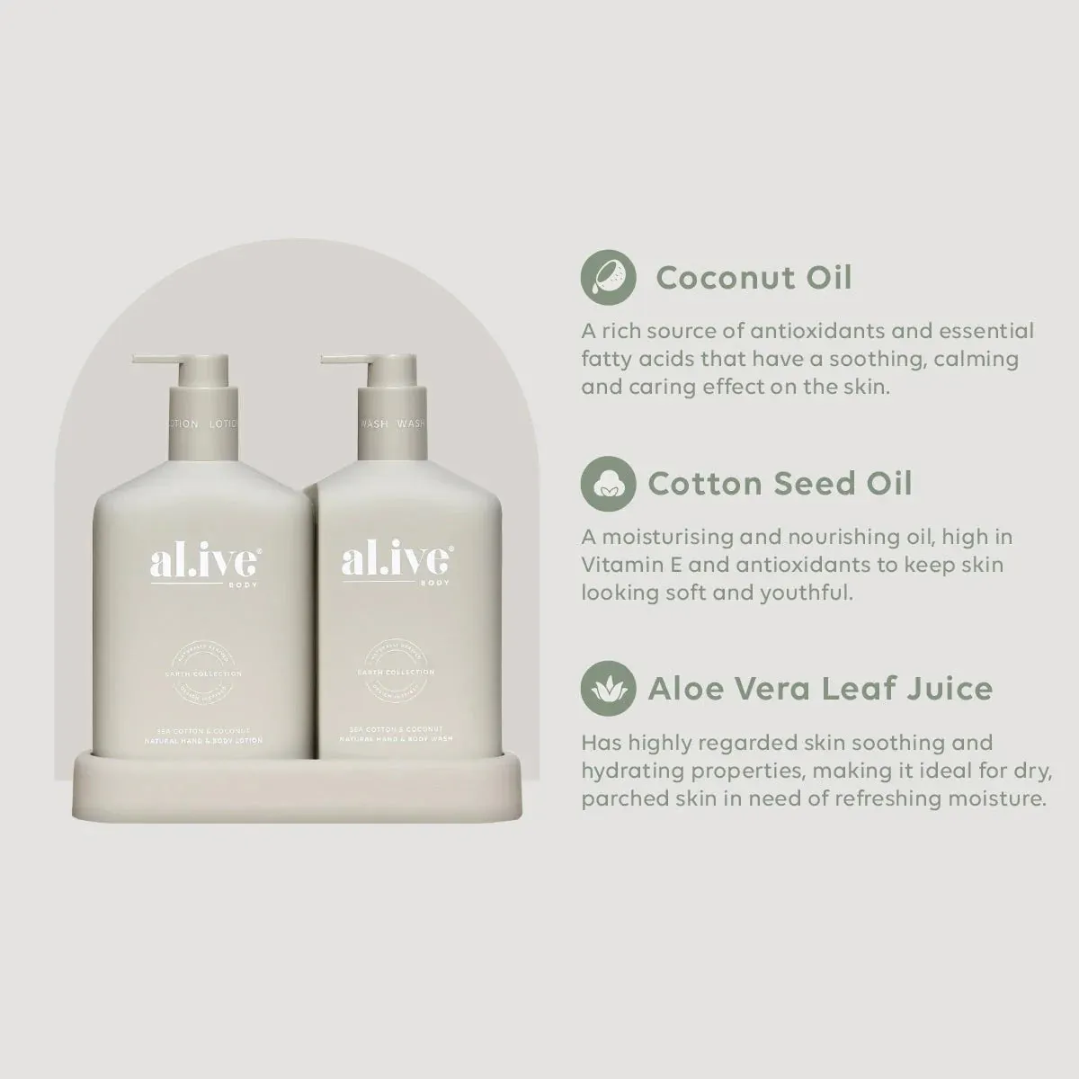 al.ive Body  Sea Cotton & Coconut Wash & Lotion Duo