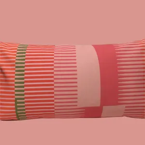 Combed Stripe Cushion - Rose, Orange   blush