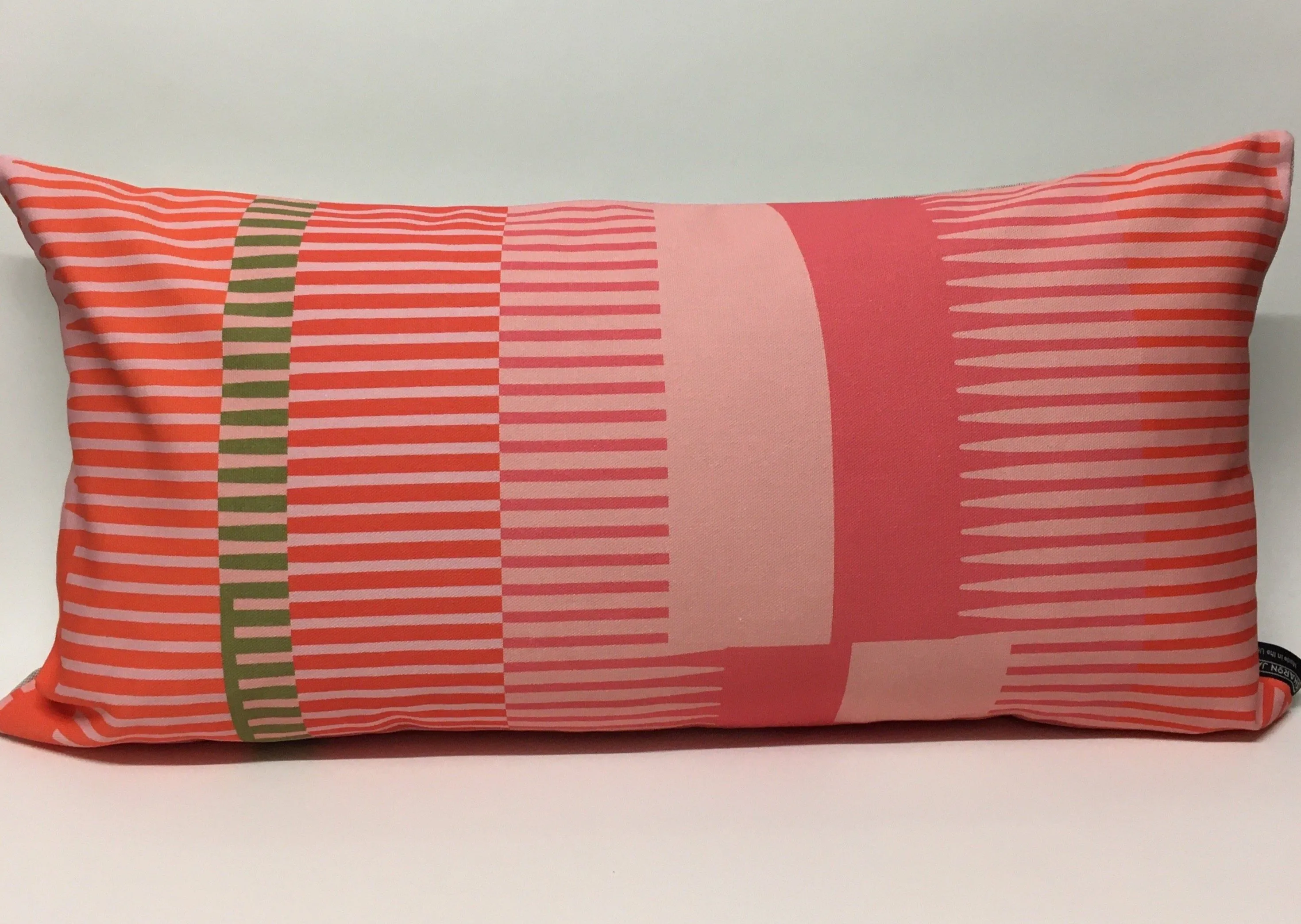 Combed Stripe Cushion - Rose, Orange   blush