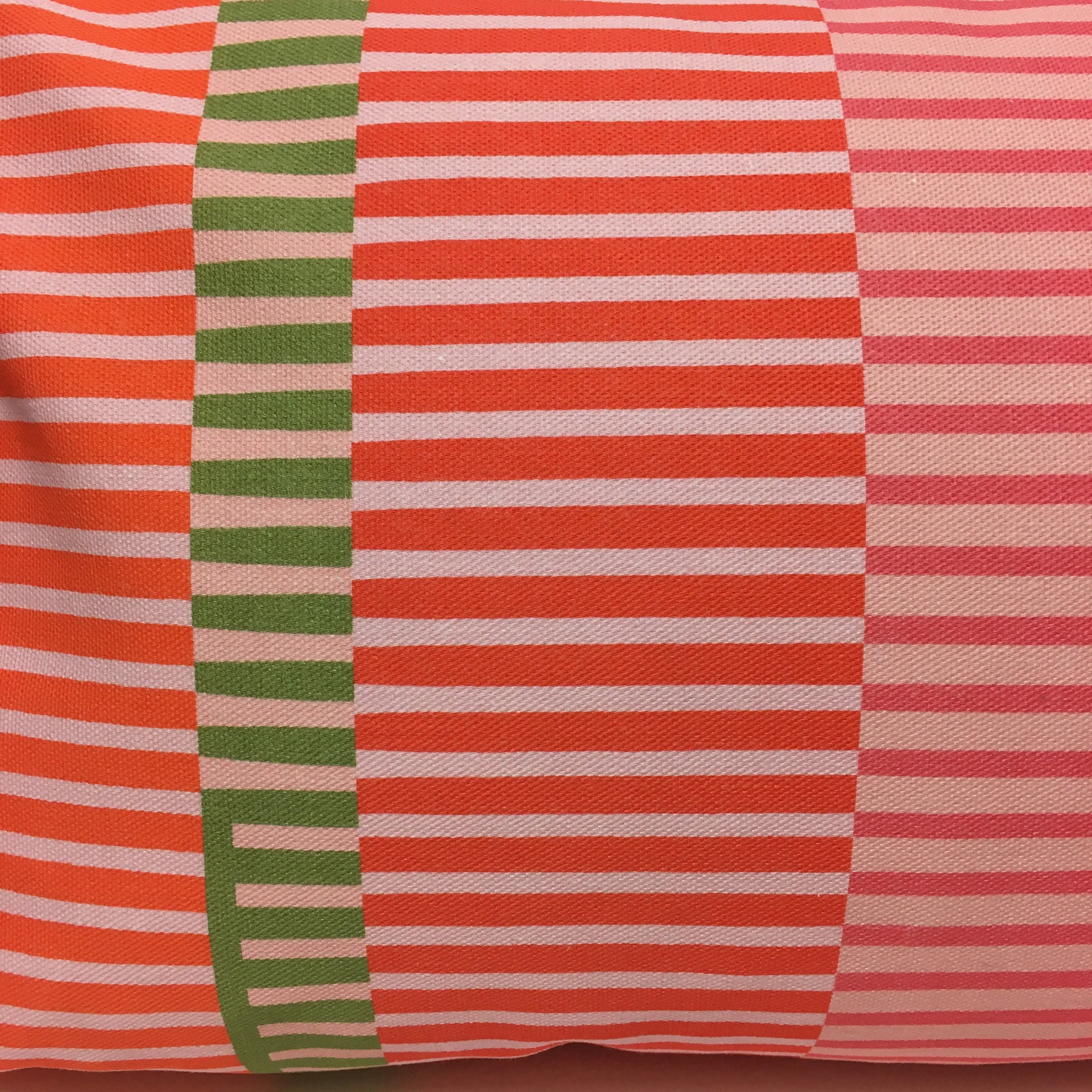 Combed Stripe Cushion - Rose, Orange   blush