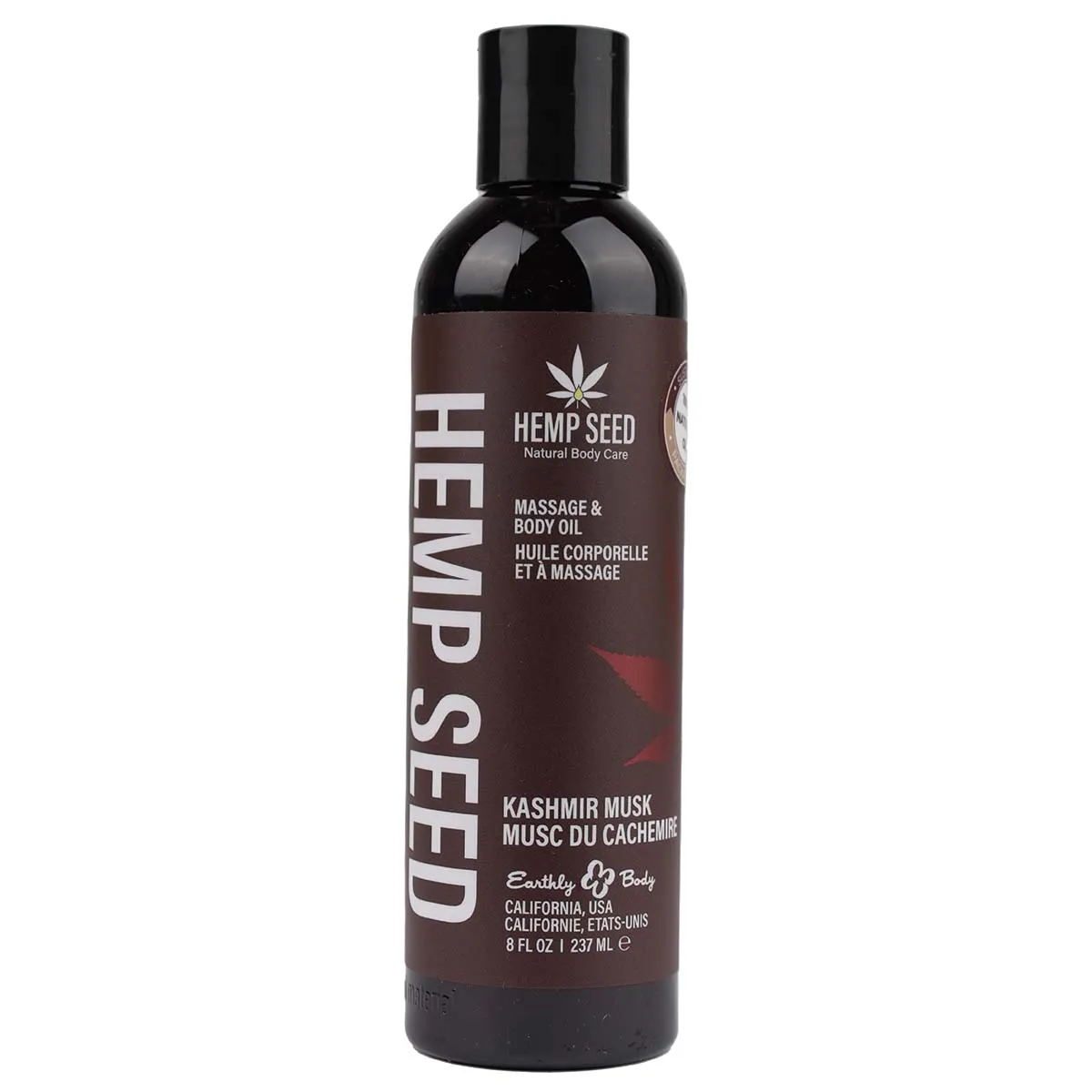 Earthly Body Hemp Seed Massage Oil - Kashmir Musk, 8oz/237ml