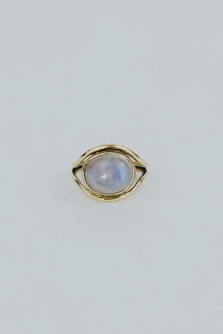 Evil Eye Ring - Moonstone 14k