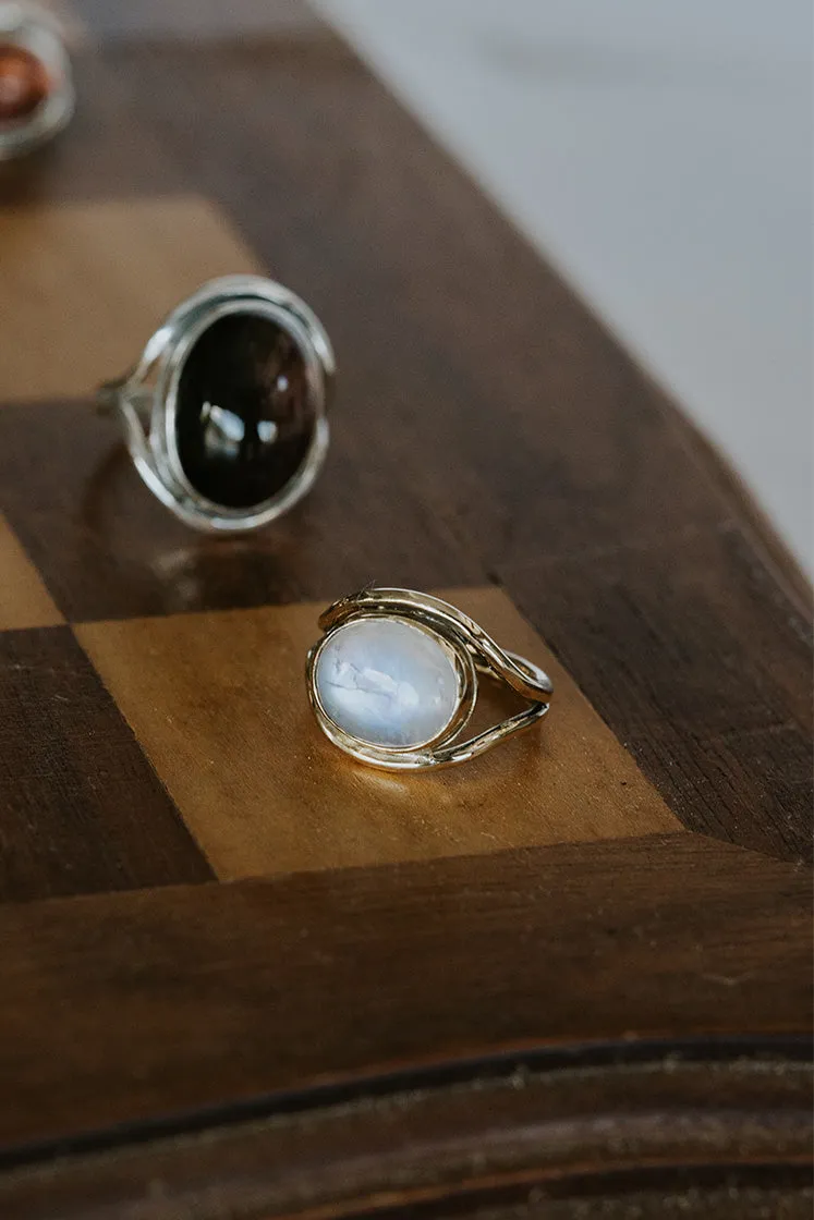 Evil Eye Ring - Moonstone 14k