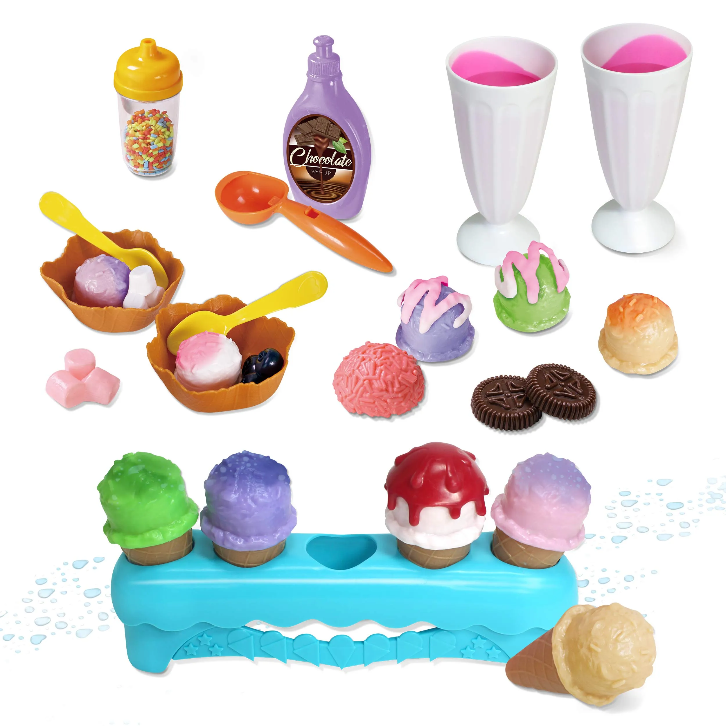 Kidzlane Ice Cream Playset | 34 Piece Ice Cream Toy Set with Color Changing Scoops