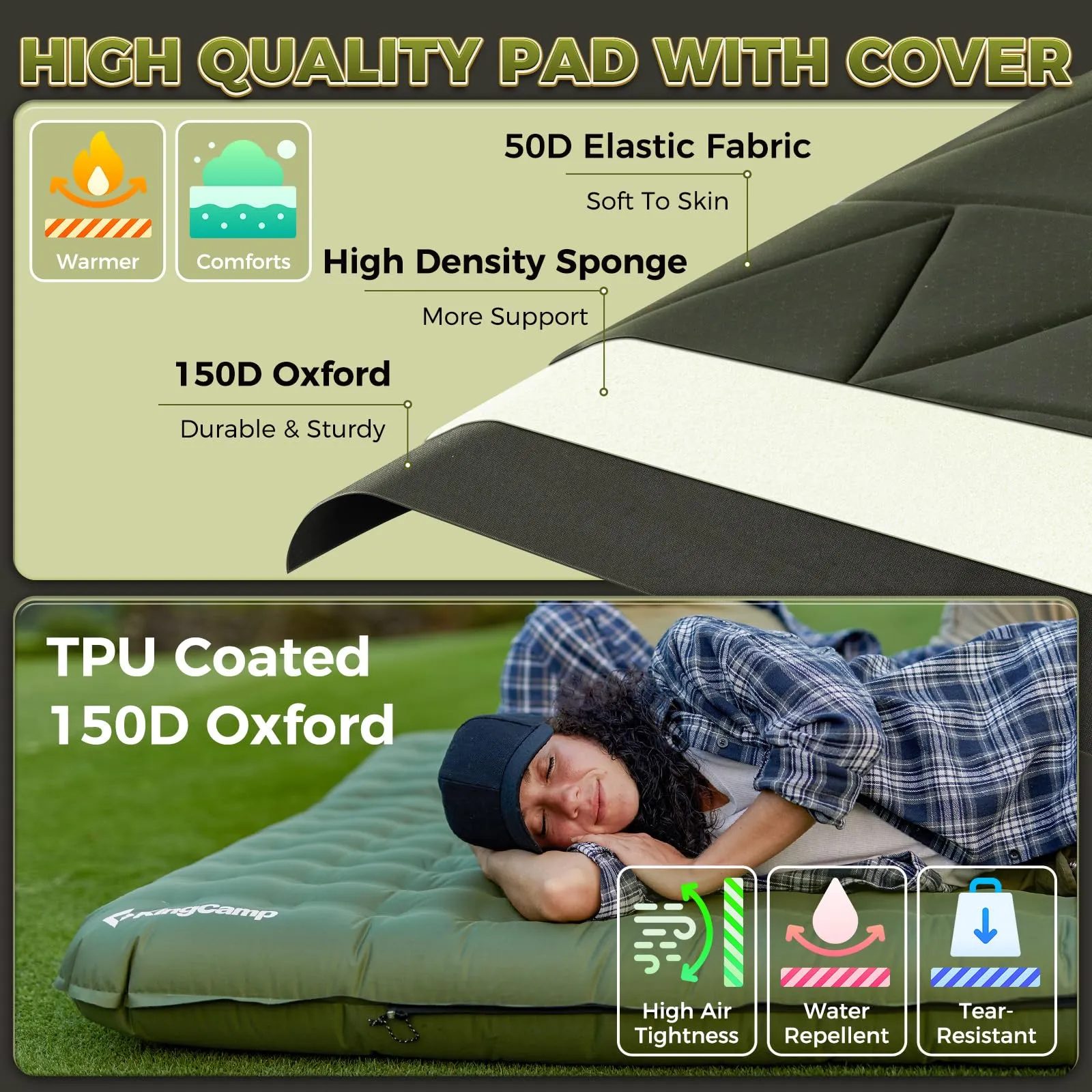 KingCamp GORGEOUS DOUBLE 17 Inflatable Sleeping Pad with Cover