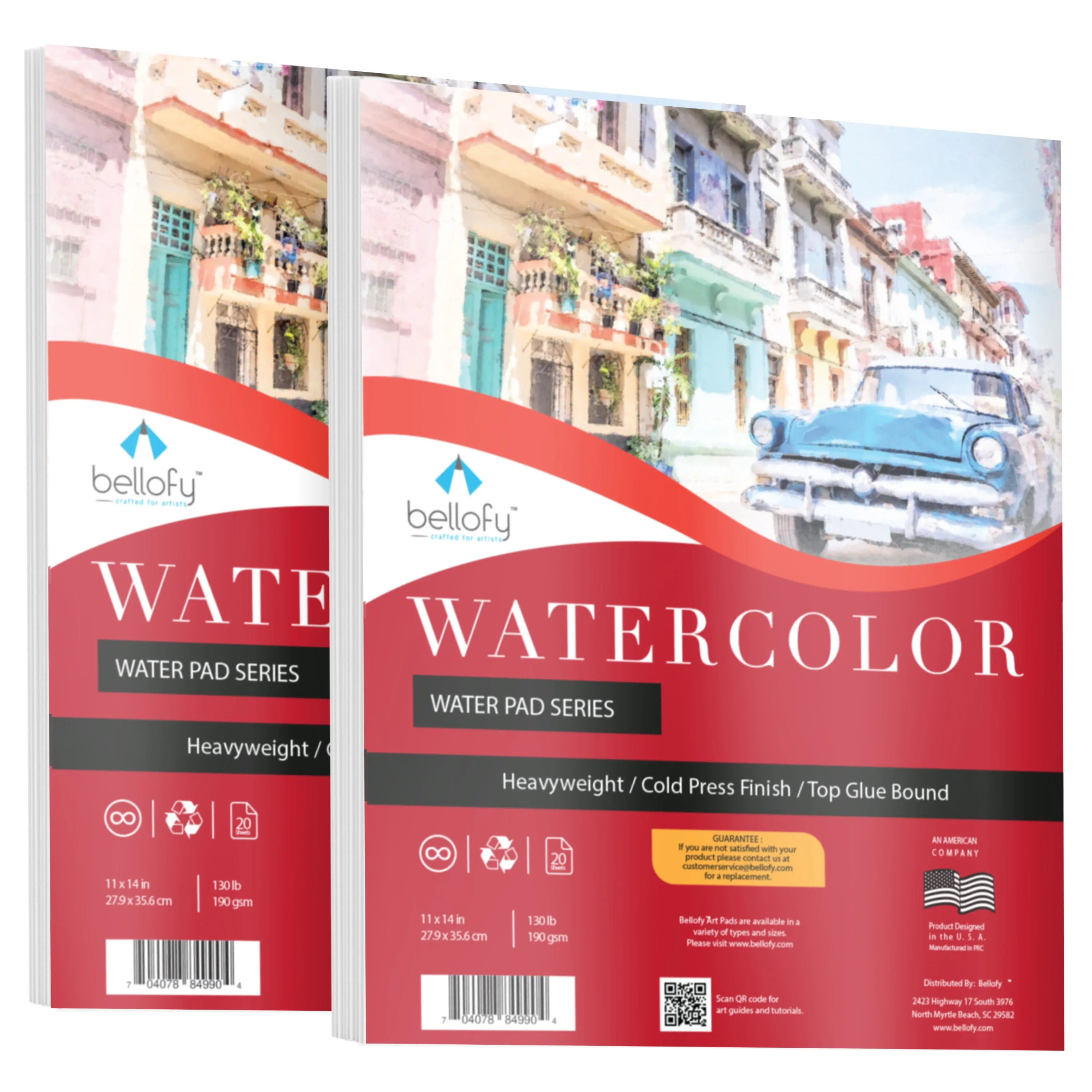 Large Watercolor Paper Pad Set of 2 - 20 Sheets/Pad - Cold Press Paper for Wet Media