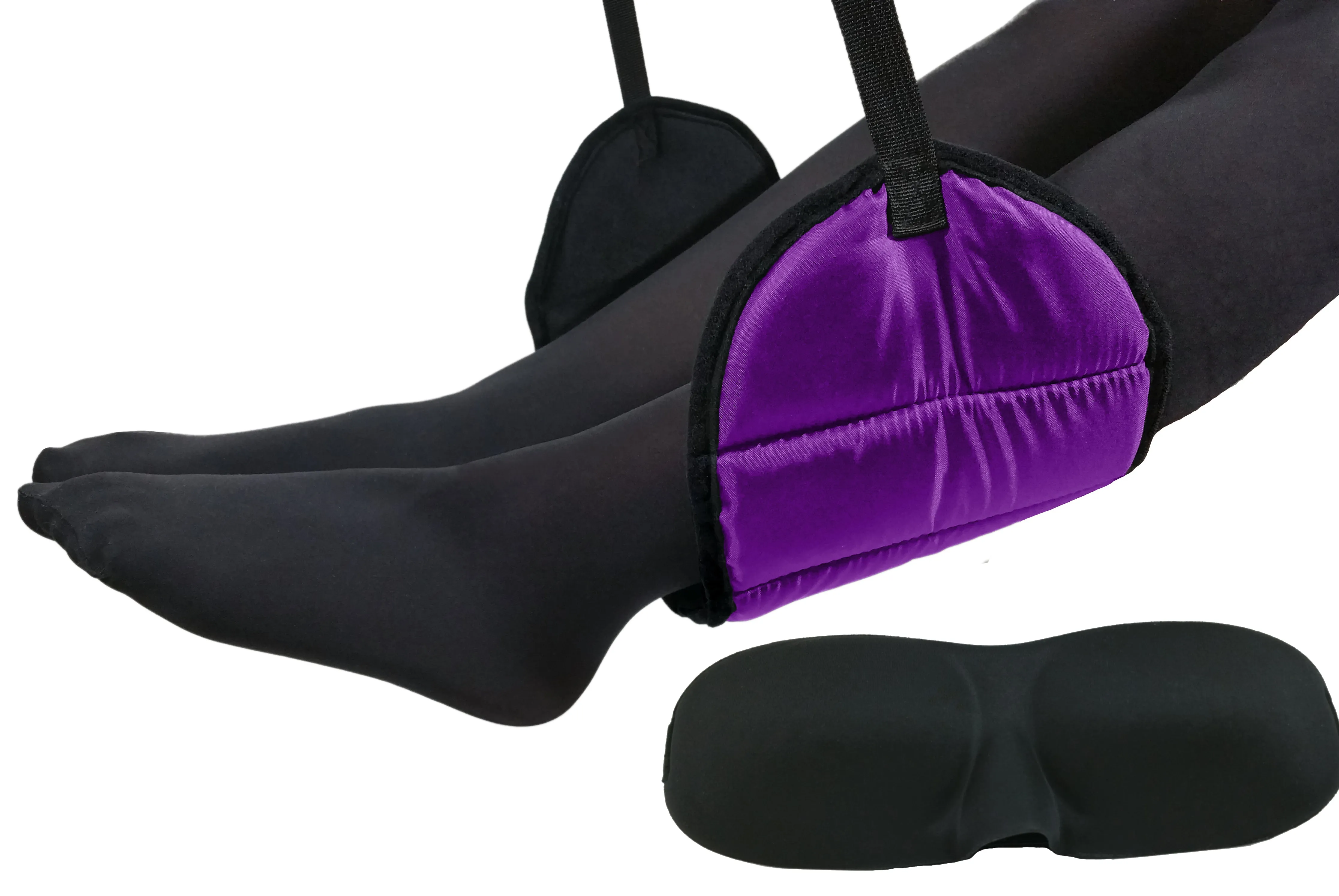 Sleepy Ride - Airplane Travel Footrest Made with Premium Memory Foam & Sleep Mask - Purple