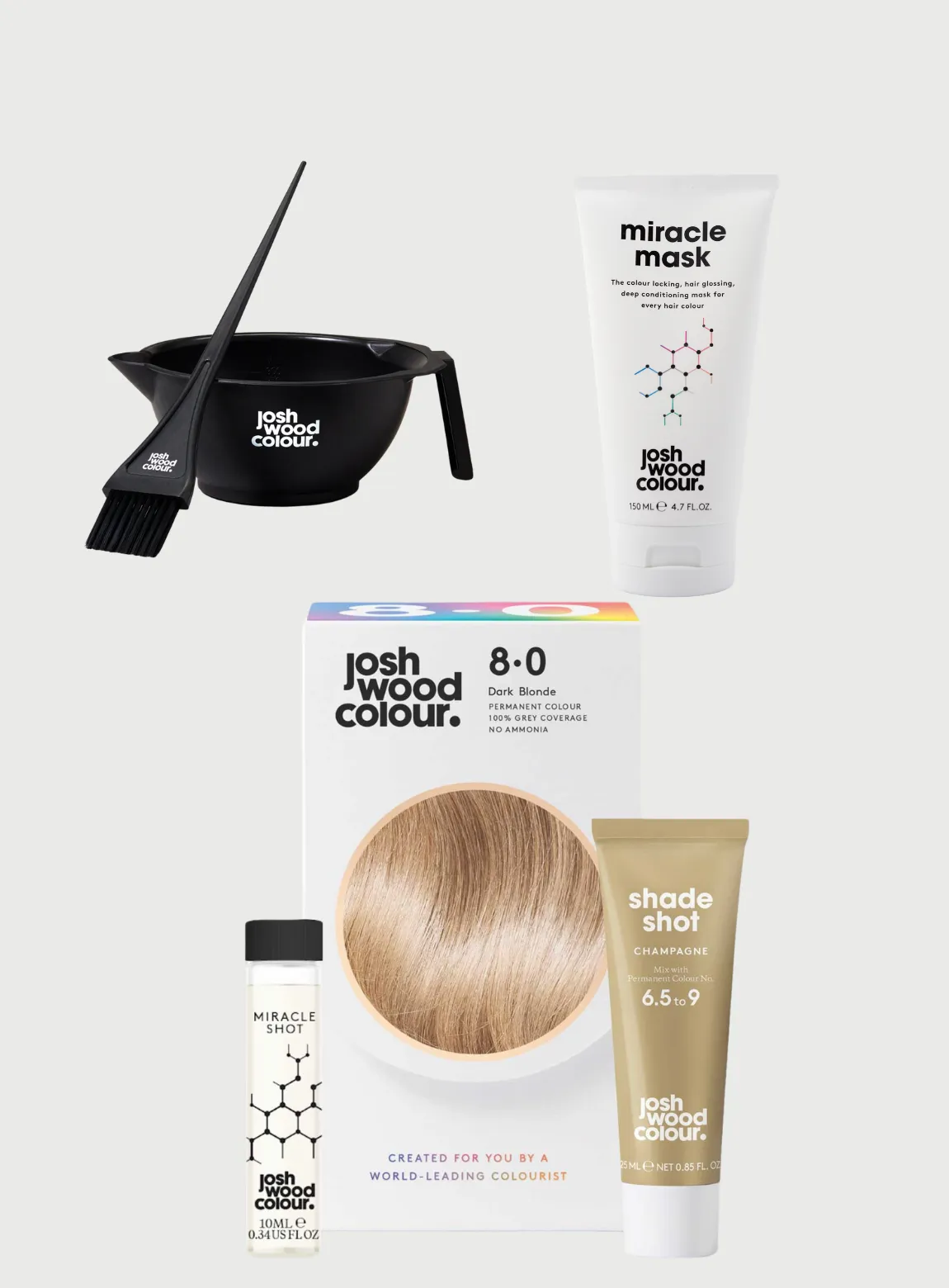 Starter Kit - 8.0 Perm kit, Miracle Shot, Champagne Shade Shot x 1, Bowl & Brush, Miracle Mask