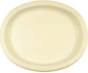 Vanilla Creme Oval Dinner Paper Plates | 8ct